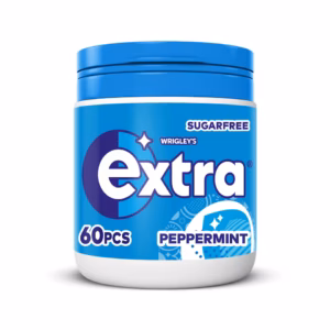 Wrigley's Extra Peppermint Chewing Gum Sugar Free Bottle 60 Piece