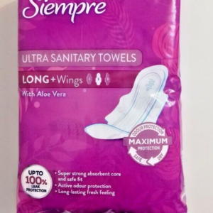 24 Ultra Sanitary Towels Long+ Wings with Aloe Vera (1 Pack) - Siempre Hygiene Pads