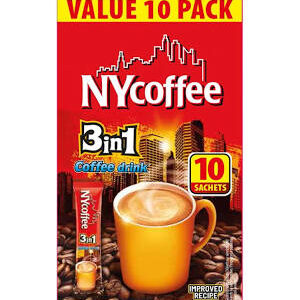 NY Coffee 3in1 White Coffee with Sugar Sachets x10